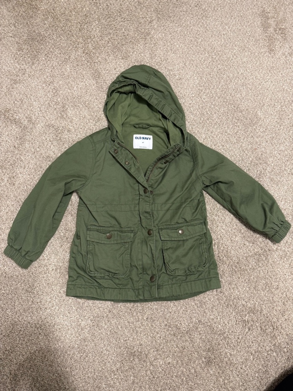 Old Navy Kids' Hooded Utility Jacket - Olive Green 4T